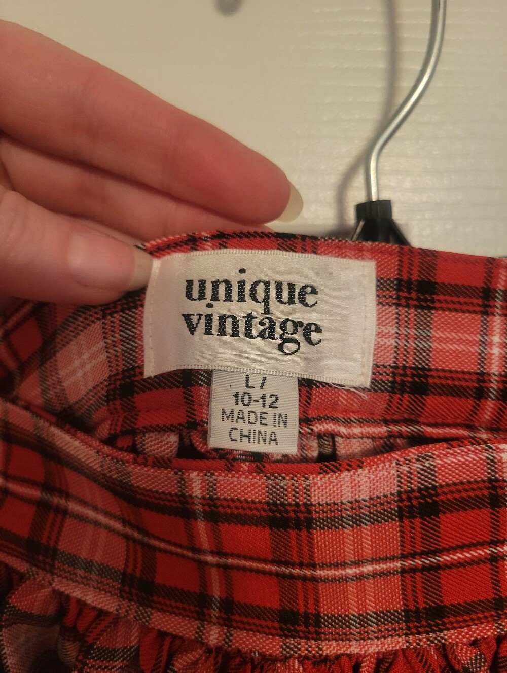 Womens Red Plaid Gathered Midi Skirt - Picture 2 of 4